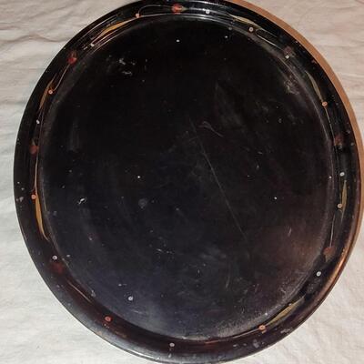 Lot 115; Antique Black Handpainted Tray