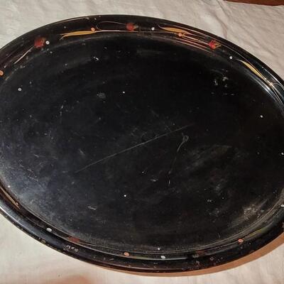 Lot 115; Antique Black Handpainted Tray