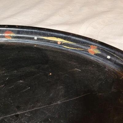 Lot 115; Antique Black Handpainted Tray