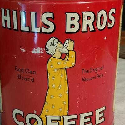 Lot 118: Vintage 1939 Turn Key Style 12" Tin Can Hills Bros. Coffee Can 