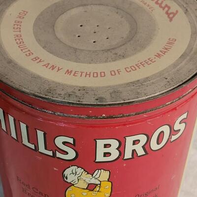 Lot 118: Vintage 1939 Turn Key Style 12" Tin Can Hills Bros. Coffee Can 