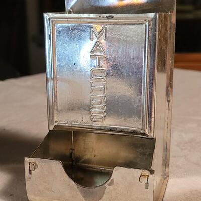 Lot 120: Antique Measuring Cups, Spoon & Match Holder