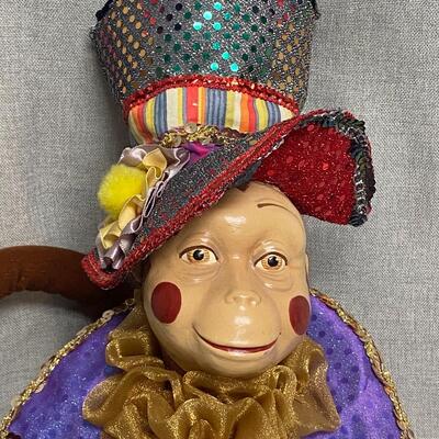 Colorful Court Jester Circus Clown Monkey Doll