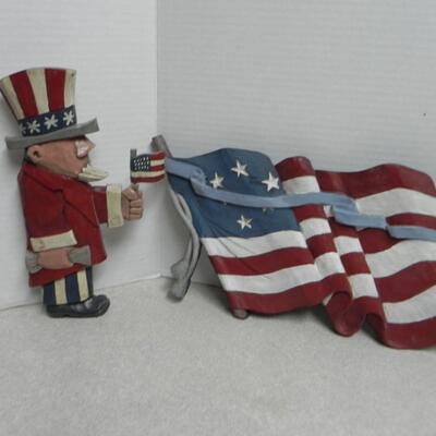 LOT 238   WOODEN CARVED RED-WHITE-BLUE