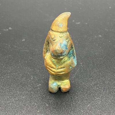 Small Brass Gnome Dog Miniature Figurine