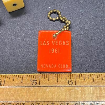 1961 Las Vegas Nevada Club Key Chain and Vintage Dice