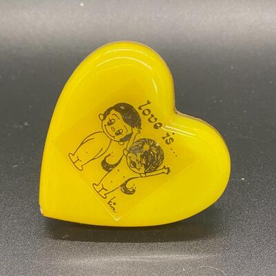 Vintage LOVE IS... Yellow Heart Shaped Night Light