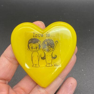 Vintage LOVE IS... Yellow Heart Shaped Night Light