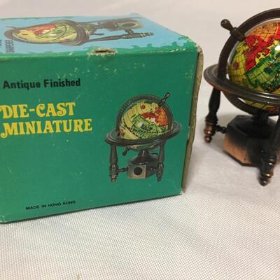 Vintage Die Cast Miniature Globe Pencil Sharpener Antique Finished Hong Kong