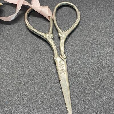 Doll Shaped Lavender Satchel Attached to Small Sewing Scissors