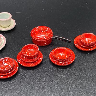 Dollhouse Miniatures China Enamelware Dishware Sets
