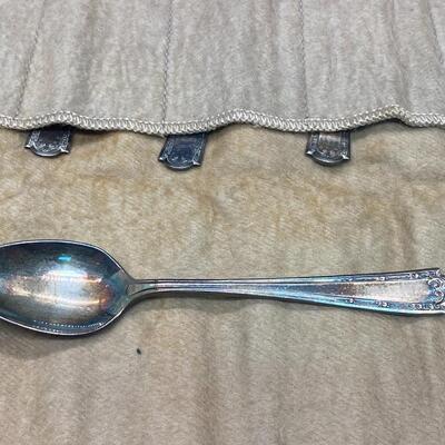 Set of 6 Vintage Pattern Plated Tea Spoons with Cloth Storage 
