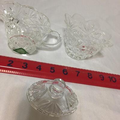 Shannon Crystal Ireland Footed Creamer and Covered Sugar Bowl/ 