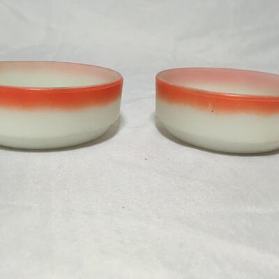 Vintage Milk Glass Bowls with Frosted Orange 