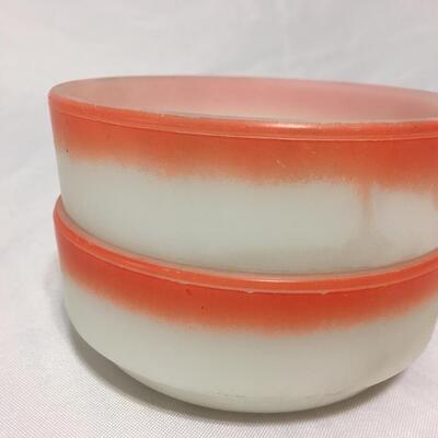 Vintage Milk Glass Bowls with Frosted Orange 