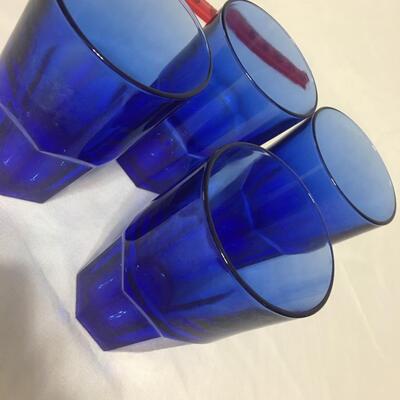 4 CRISA Libbey Boston Cobalt Blue Coolers Paneled Highball Tumblers 5.5