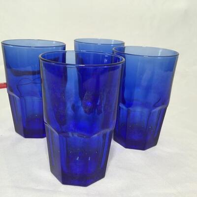 4 CRISA Libbey Boston Cobalt Blue Coolers Paneled Highball Tumblers 5.5