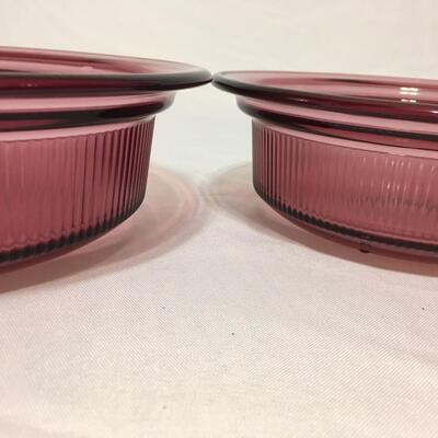 Pyrex Cranberry Glass VISION  Ware  Round Ribbed Casserole No Li