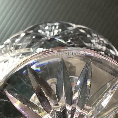 C - 129. Lead Crystal Pedestal Candy Dish, Signed Tipperary 