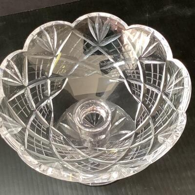 C - 129. Lead Crystal Pedestal Candy Dish, Signed Tipperary 