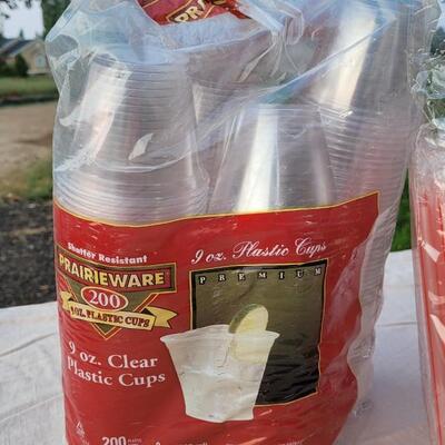 Lot 133: Plastic Cups and Straws Assortment 
