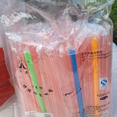 Lot 133: Plastic Cups and Straws Assortment 