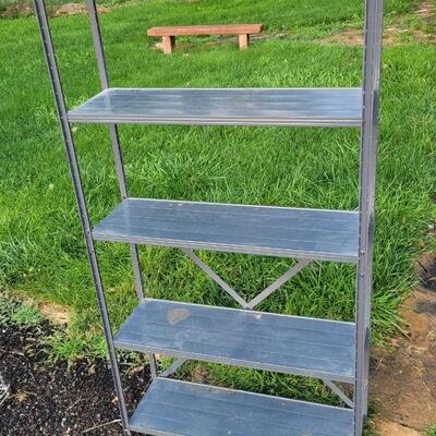 Lot 146: Vintage Gray Metal Storage Shelf 