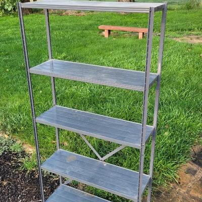 Lot 146: Vintage Gray Metal Storage Shelf 