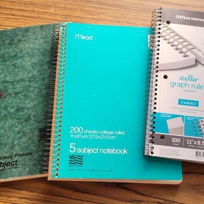 Lot 152: Assorted Unused Notebook Paper Pads + Wooden Desk Tray