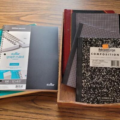 Lot 152: Assorted Unused Notebook Paper Pads + Wooden Desk Tray