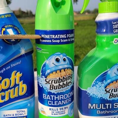Lot 156: Assortment of Bathroom Cleaning Supplies (See Ruler Spot for Level)
