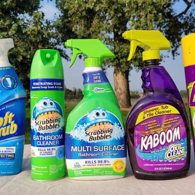 Lot 156: Assortment of Bathroom Cleaning Supplies (See Ruler Spot for Level)