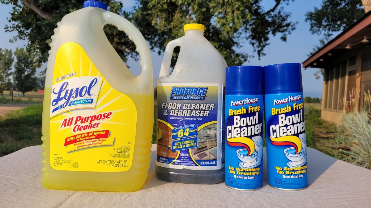 Lot 157 Assortment of Cleaning Supplies w/ LYSOL & DEGREASER