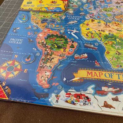 #338 Wooden Magnetic World Map