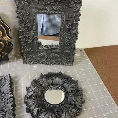 #341 Decorative Mirrors, Plastic Frames, Black 