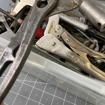 #350 Tub full of Mechanics Tools: Sockets, Clamps, Plyers, Wrenches