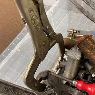 #350 Tub full of Mechanics Tools: Sockets, Clamps, Plyers, Wrenches