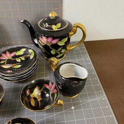 #361 Tea Set Beautiful Black Tea Set, Made in Japan 