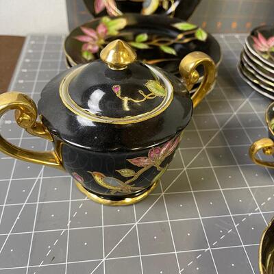 #361 Tea Set Beautiful Black Tea Set, Made in Japan 