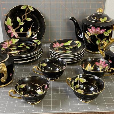 #361 Tea Set Beautiful Black Tea Set, Made in Japan 