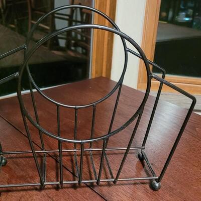 Lot 173: Black Wire Basket, Crate and Magazine Stand