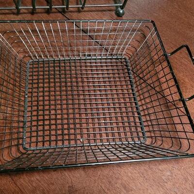 Lot 173: Black Wire Basket, Crate and Magazine Stand