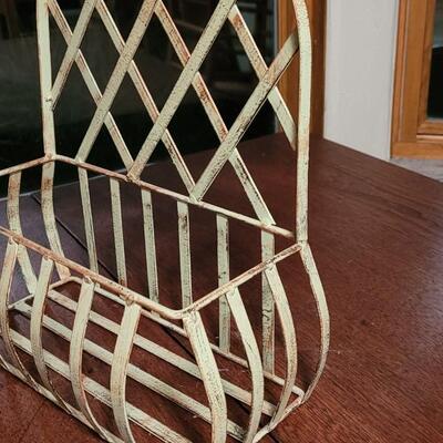 Lot 174: Mint Green & Rust Hanging or Counter top Metal Basket