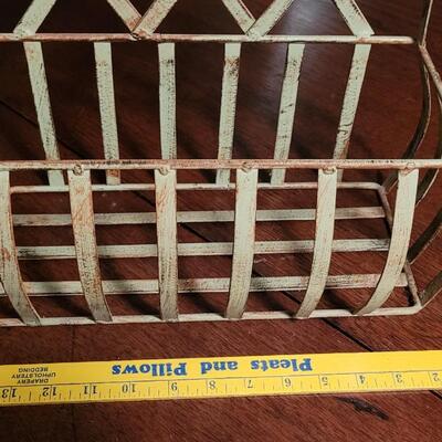 Lot 174: Mint Green & Rust Hanging or Counter top Metal Basket