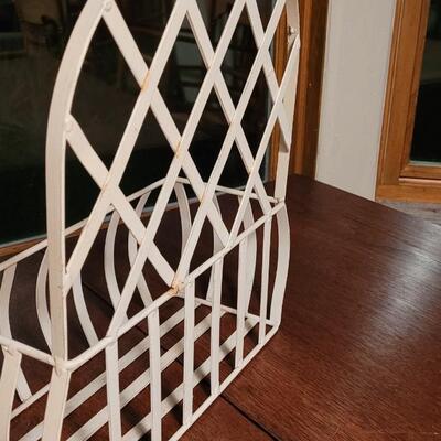 Lot 176: White Metal Hanging or Countet Top Basket