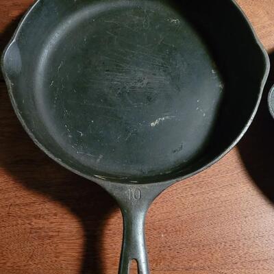 Lot 179: (2) Cast Iron Skillets  #8 no name & #10 Griswold