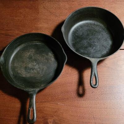 Lot 181: (2) Cast Iron Skillets - Both made in the USA - one marked #8 
