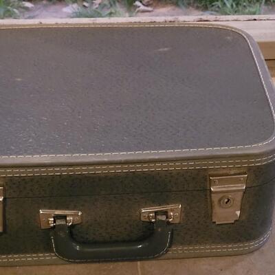 Lot 195: Vintage Blue Gray Suitcase 
