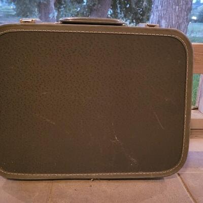 Lot 195: Vintage Blue Gray Suitcase 