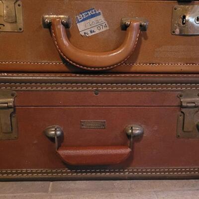 Lot 196: Vintage J.C. Higgins Luggage & Unmarked Smaller Luggage - Both have keys